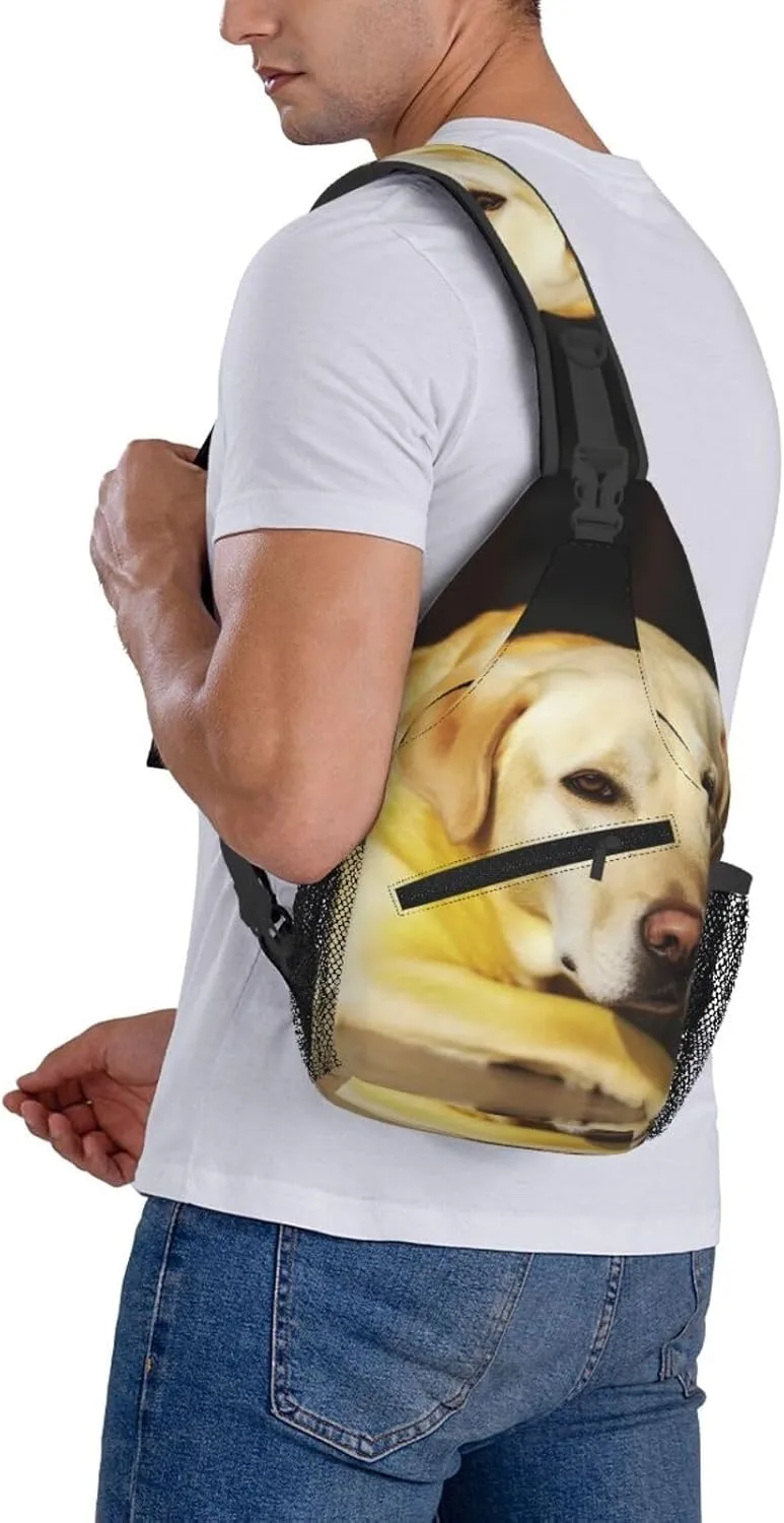Sling Bag Crossbody Backpack for Men Women Yellow Dog Chest Bag Crossbody Bag for Travel Sport Running