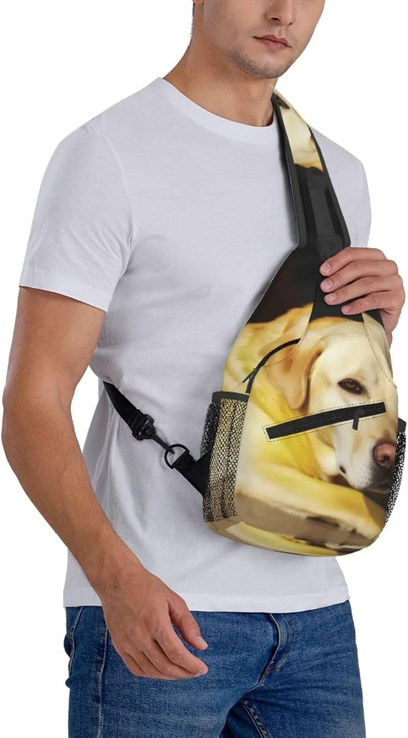 Sling Bag Crossbody Backpack for Men Women Yellow Dog Chest Bag Crossbody Bag for Travel Sport Running