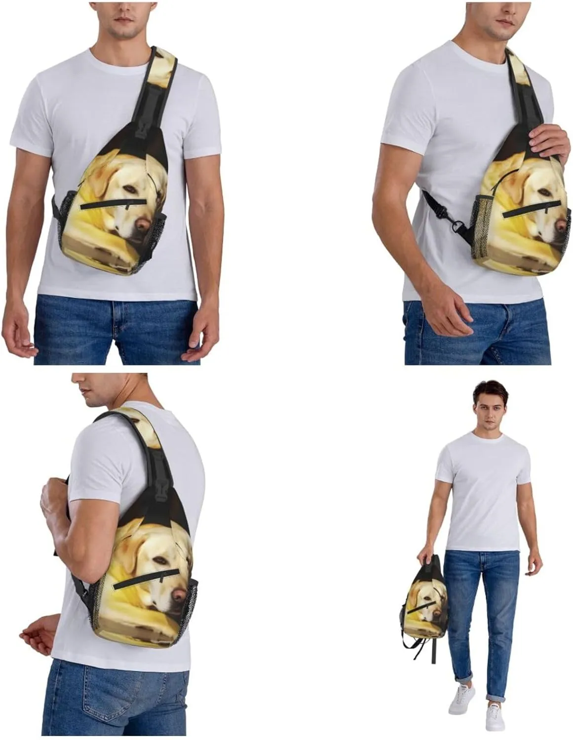 Sling Bag Crossbody Backpack for Men Women Yellow Dog Chest Bag Crossbody Bag for Travel Sport Running