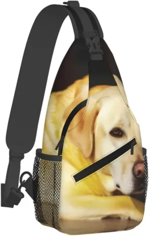 Sling Bag Crossbody Backpack for Men Women Yellow Dog Chest Bag Crossbody Bag for Travel Sport Running