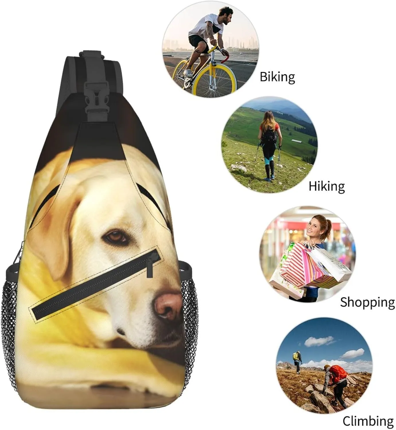 Sling Bag Crossbody Backpack for Men Women Yellow Dog Chest Bag Crossbody Bag for Travel Sport Running
