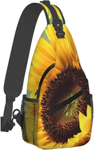 Sling Bag Crossbody Backpack for Men Women Yellow Sunflower Chest Bag Crossbody Bag for Travel Sport Running
