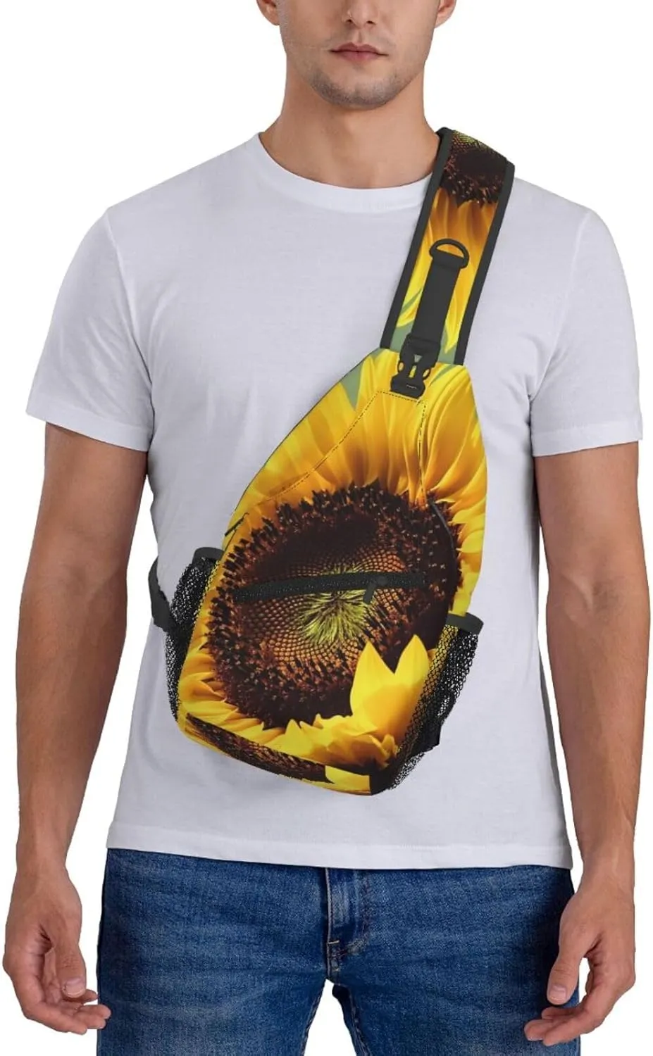 Sling Bag Crossbody Backpack for Men Women Yellow Sunflower Chest Bag Crossbody Bag for Travel Sport Running