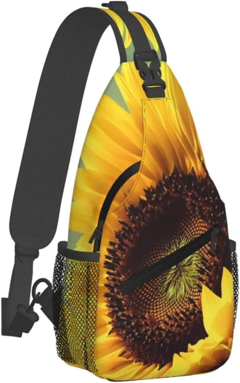 Sling Bag Crossbody Backpack for Men Women Yellow Sunflower Chest Bag Crossbody Bag for Travel Sport Running