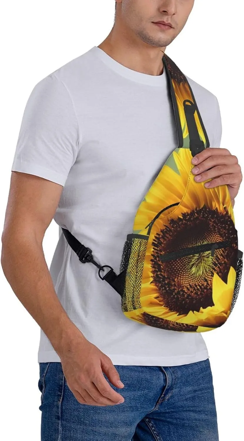 Sling Bag Crossbody Backpack for Men Women Yellow Sunflower Chest Bag Crossbody Bag for Travel Sport Running