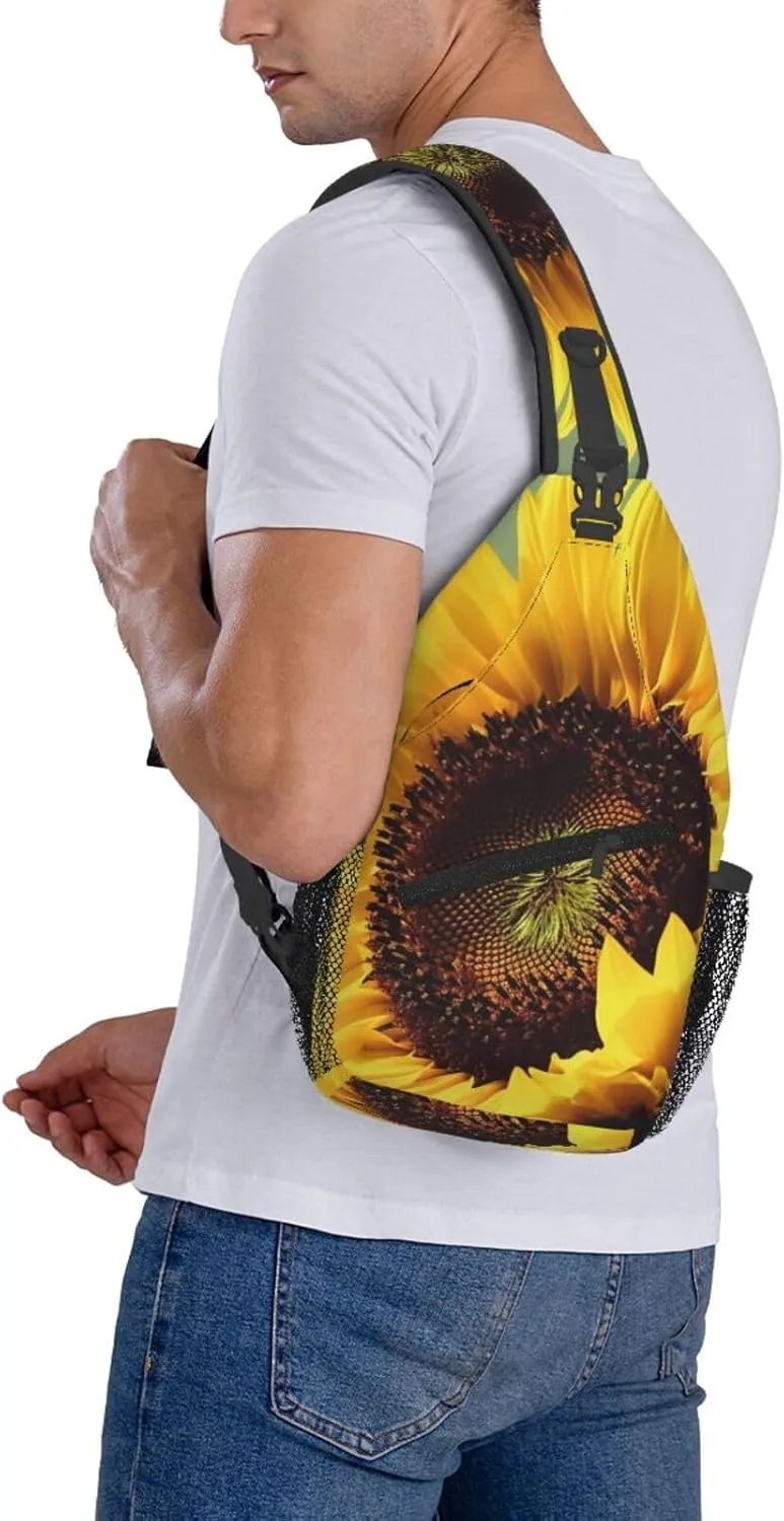 Sling Bag Crossbody Backpack for Men Women Yellow Sunflower Chest Bag Crossbody Bag for Travel Sport Running