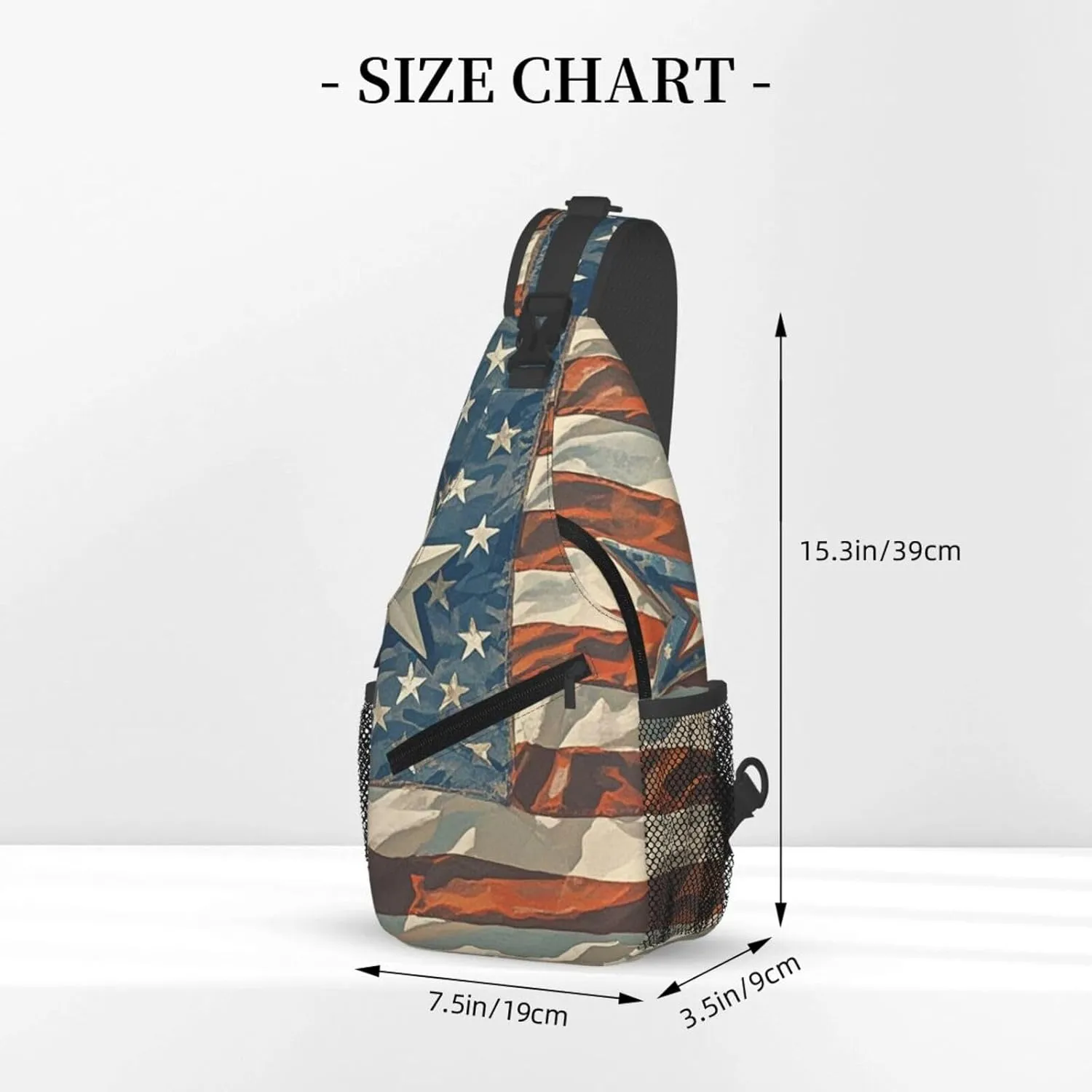 Sling Bag for Men Women Crossbody Backpack American Flag Stars Stripes Crossbody Bag Chest Bag for Travel Sport