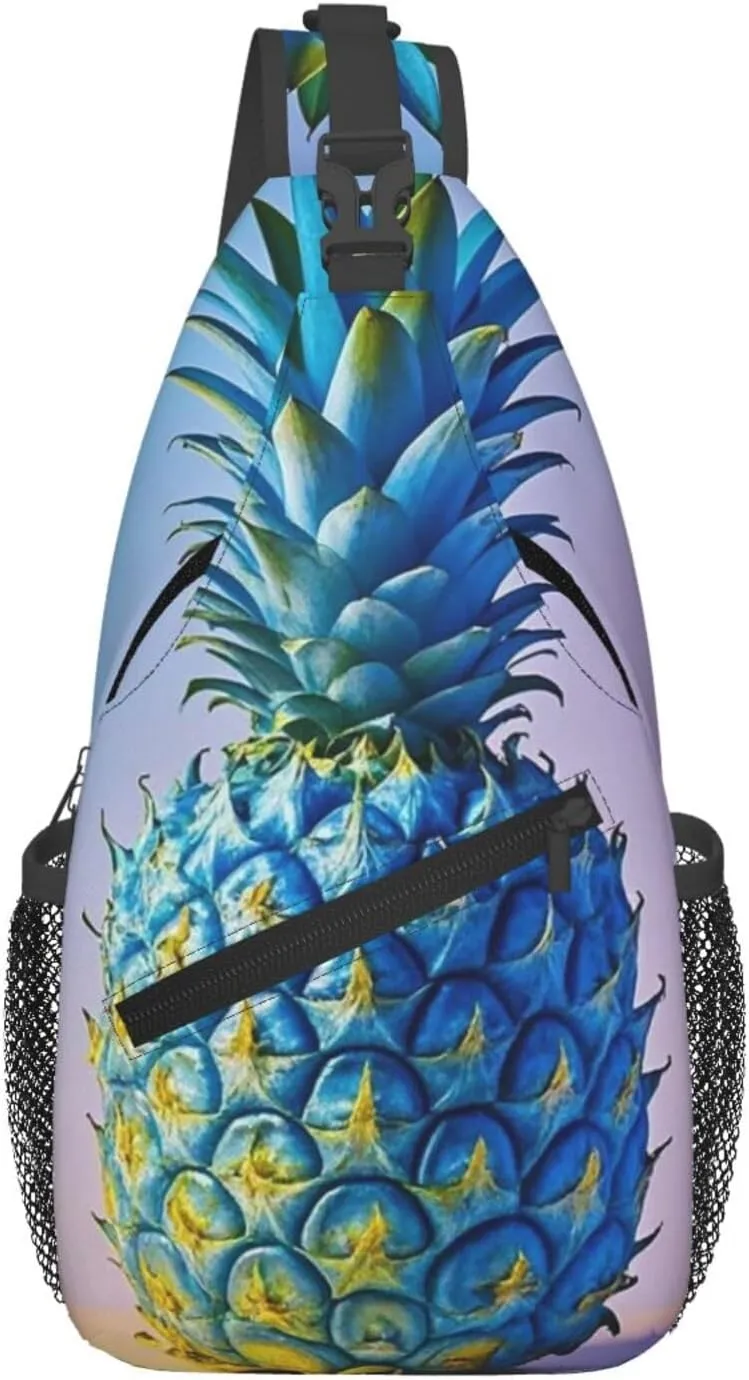 Sling Bag for Men Women Crossbody Backpack Blue pineapple Crossbody Bag Chest Bag for Travel Sport