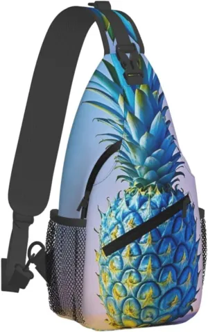 Sling Bag for Men Women Crossbody Backpack Blue pineapple Crossbody Bag Chest Bag for Travel Sport