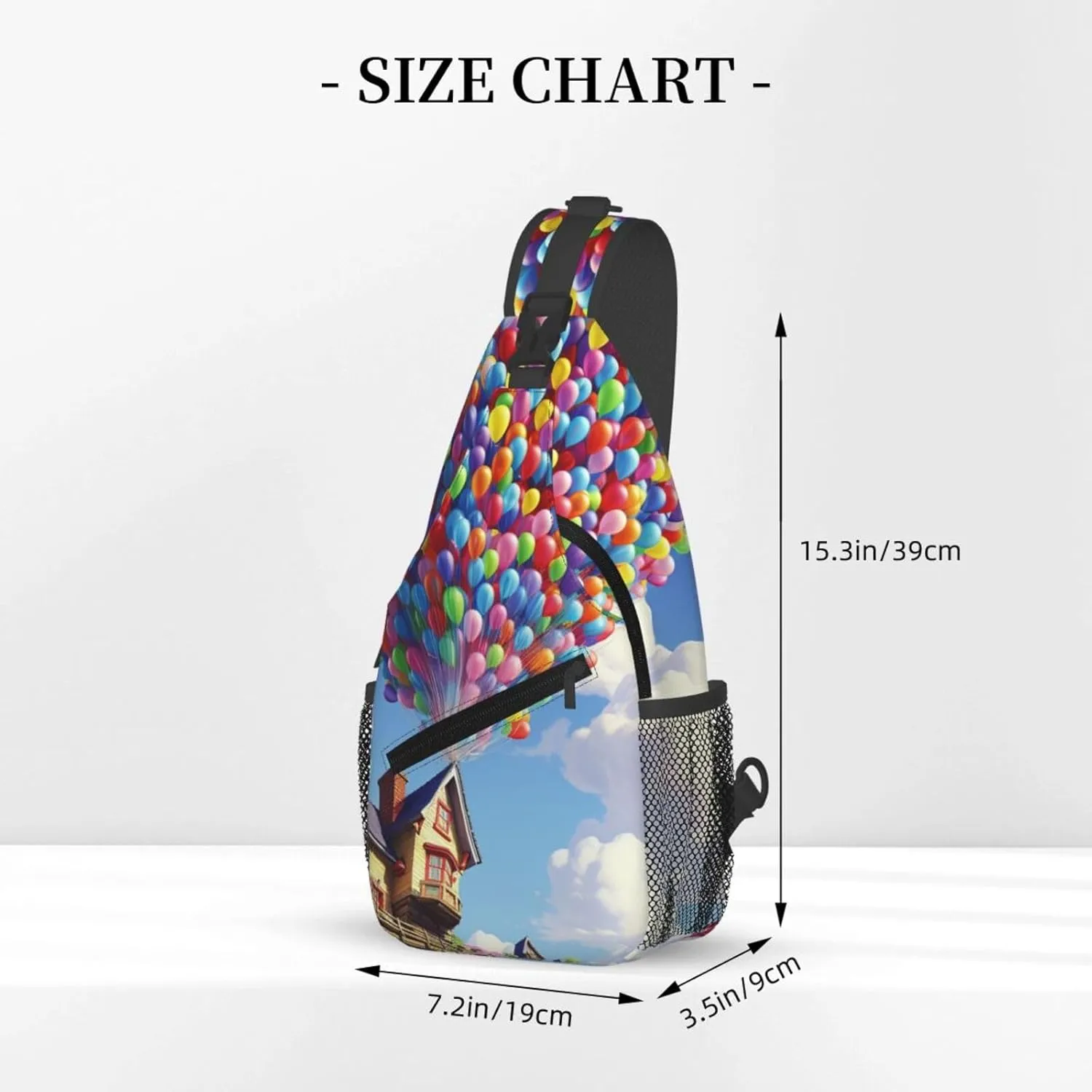 Sling Bag for Men Women Crossbody Backpack Colorful Balloon and house Crossbody Bag Chest Bag for Travel Sport