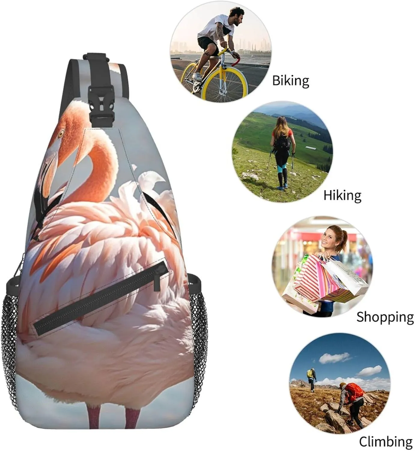 Sling Bag for Men Women Crossbody Backpack Flamingo Crossbody Bag Chest Bag for Travel Sport