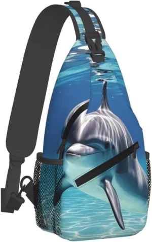 Sling Bag for Men Women Crossbody Backpack Marine dolphin Crossbody Bag Chest Bag for Travel Sport
