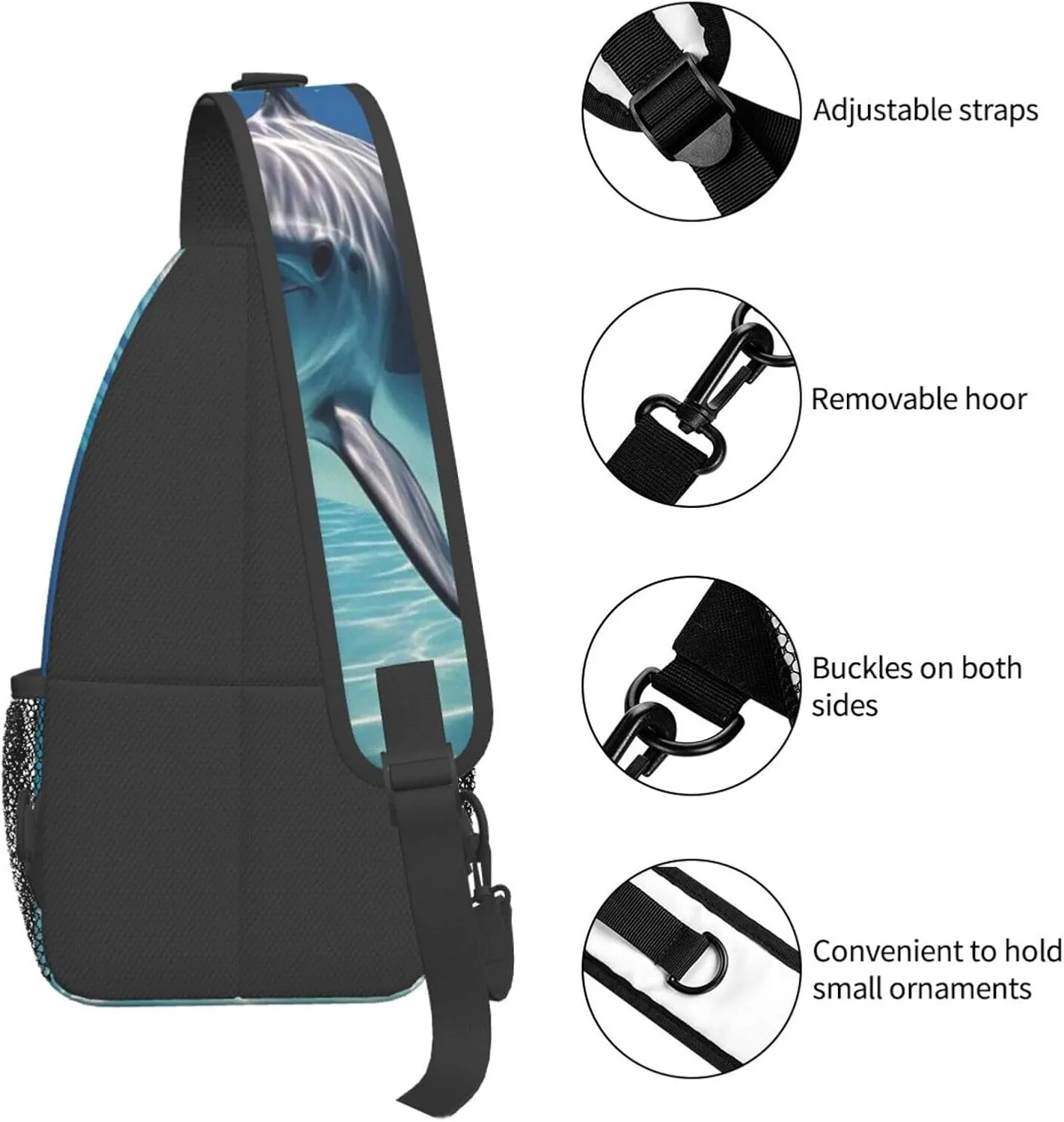Sling Bag for Men Women Crossbody Backpack Marine dolphin Crossbody Bag Chest Bag for Travel Sport