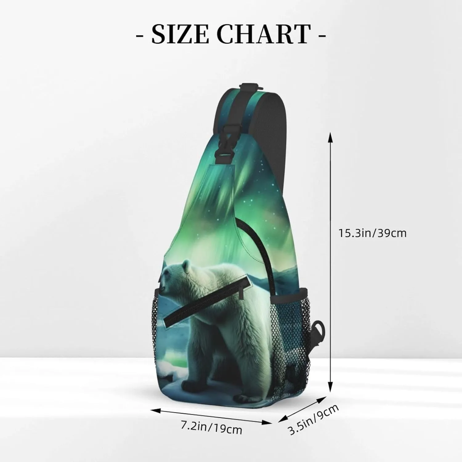Sling Bag for Men Women Crossbody Backpack Northern Lights Bear Crossbody Bag Chest Bag for Travel Sport