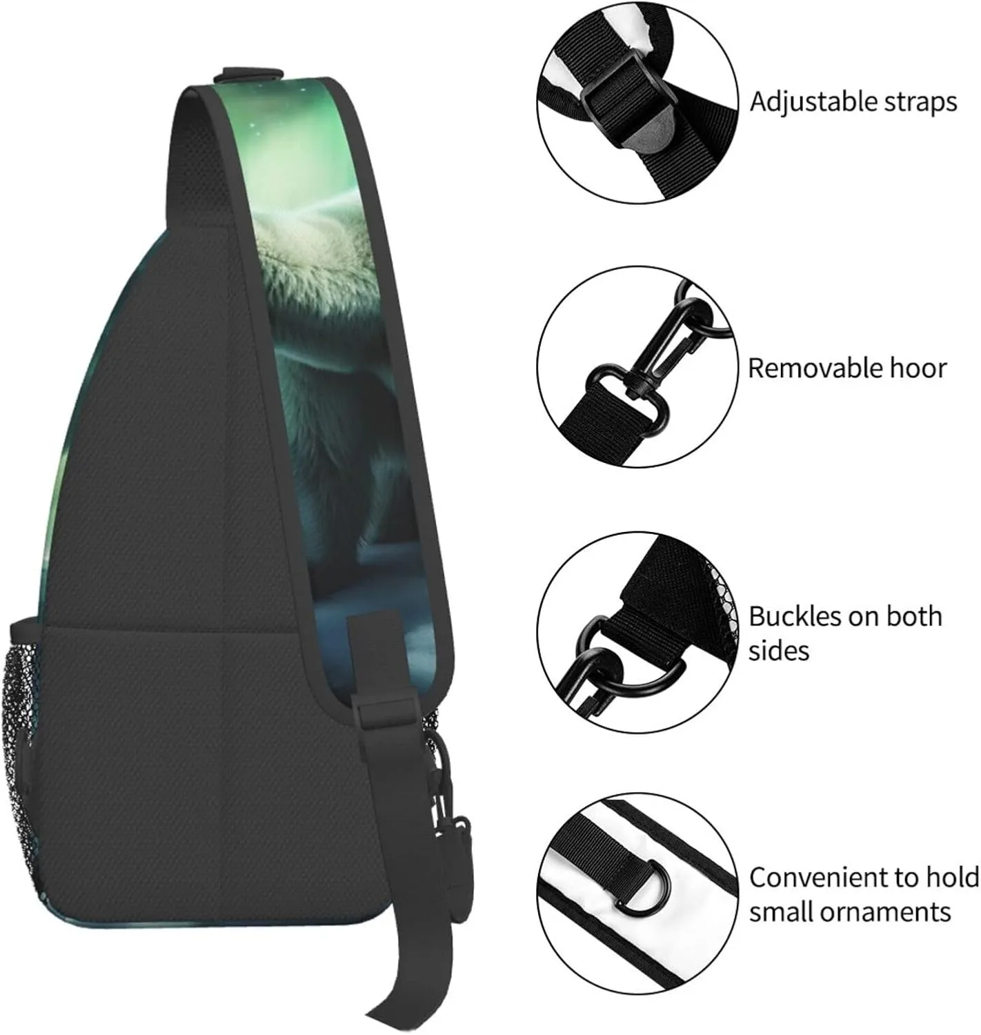 Sling Bag for Men Women Crossbody Backpack Northern Lights Bear Crossbody Bag Chest Bag for Travel Sport
