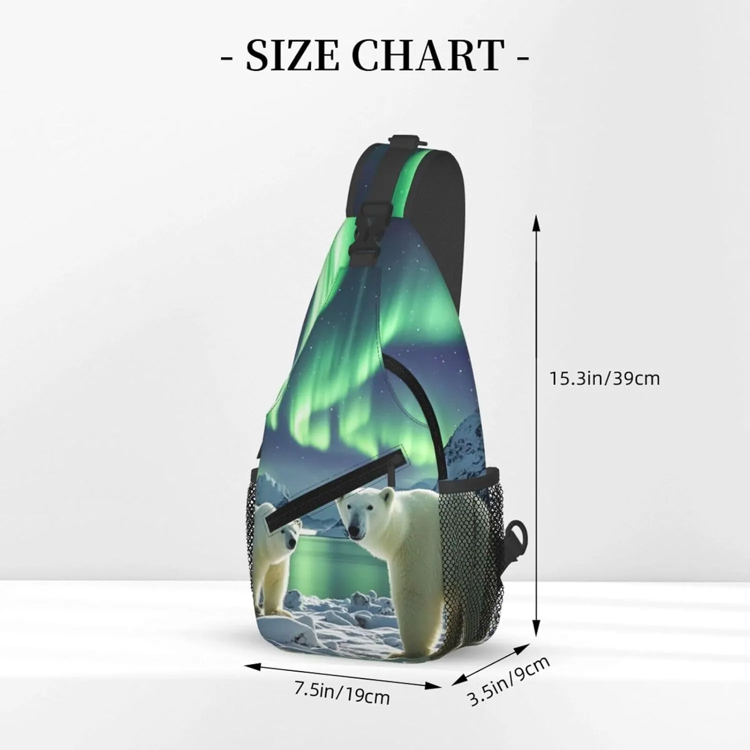 Sling Bag for Men Women Crossbody Backpack Polar Bears Northern Lights Crossbody Bag Chest Bag for Travel Sport