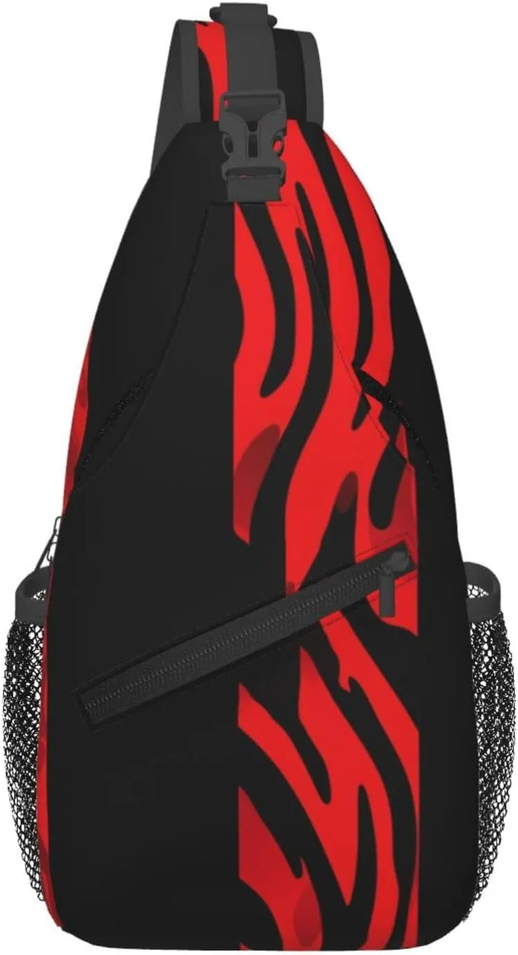 Sling Bag for Men Women Crossbody Backpack Red Leopard and Zebra Animal Crossbody Bag Chest Bag for Travel Sport