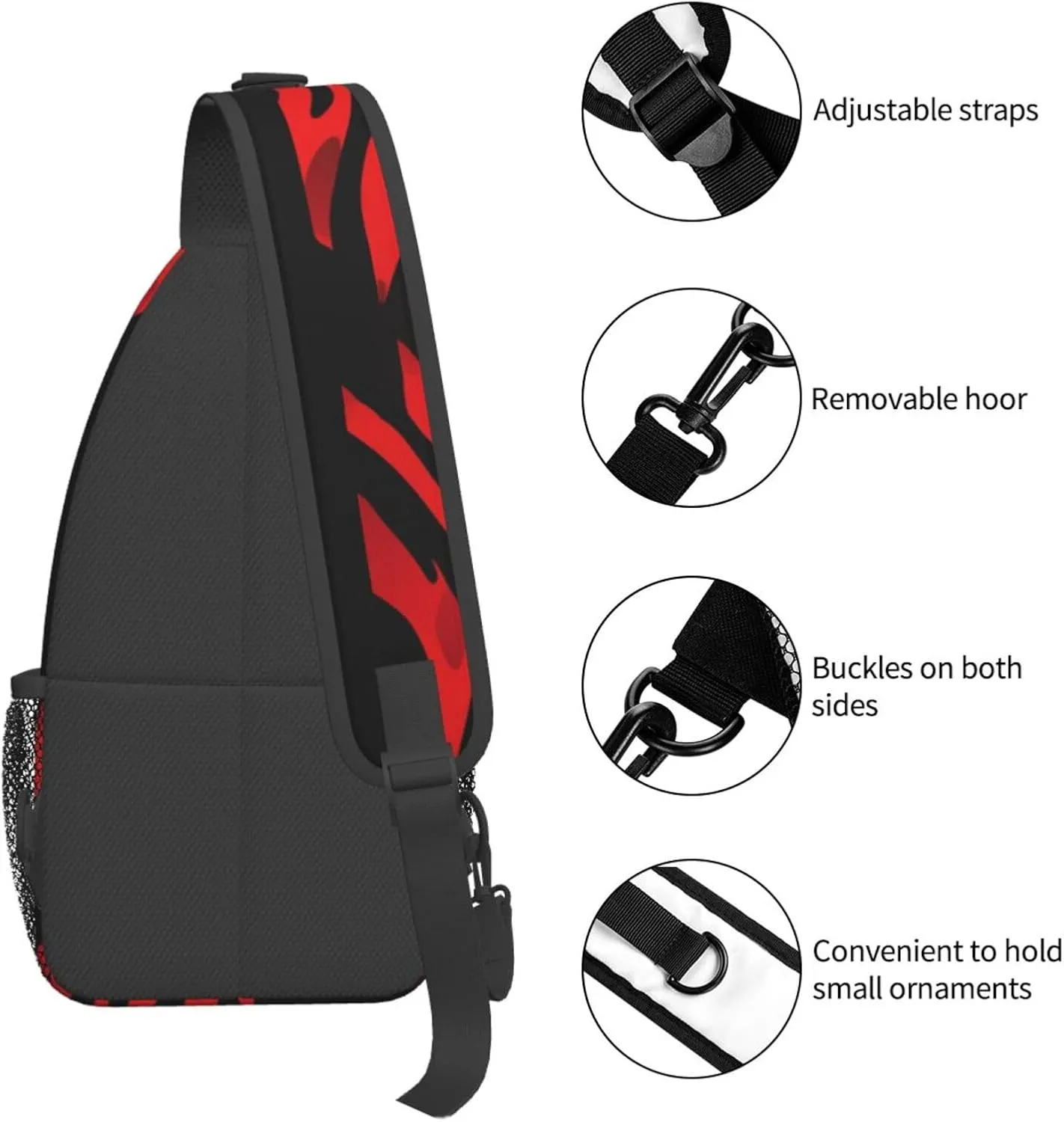 Sling Bag for Men Women Crossbody Backpack Red Leopard and Zebra Animal Crossbody Bag Chest Bag for Travel Sport