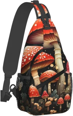 Sling Bag for Men Women Crossbody Backpack Red Mushrooms Crossbody Bag Chest Bag for Travel Sport