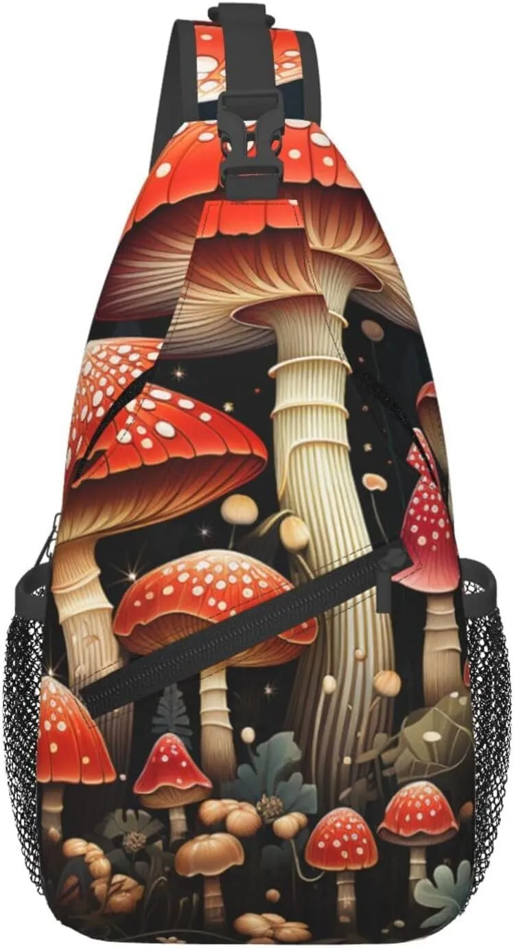 Sling Bag for Men Women Crossbody Backpack Red Mushrooms Crossbody Bag Chest Bag for Travel Sport