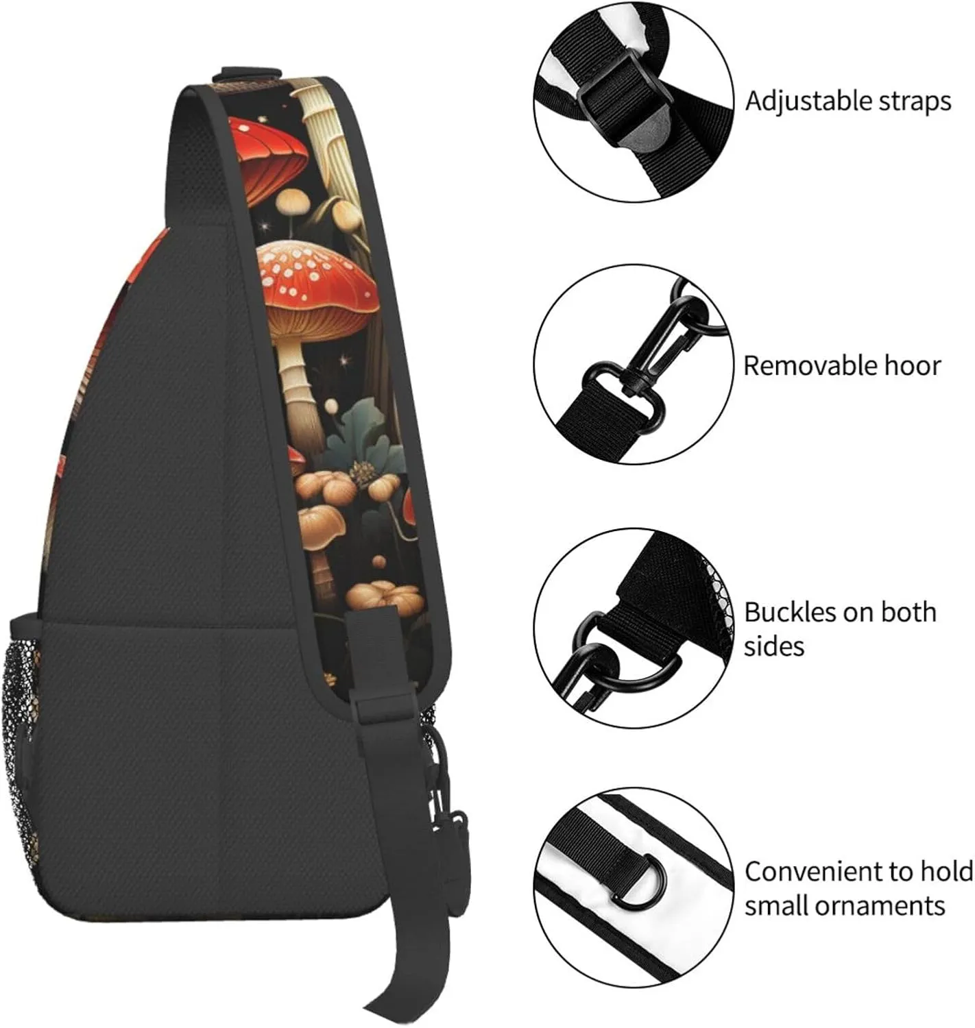 Sling Bag for Men Women Crossbody Backpack Red Mushrooms Crossbody Bag Chest Bag for Travel Sport