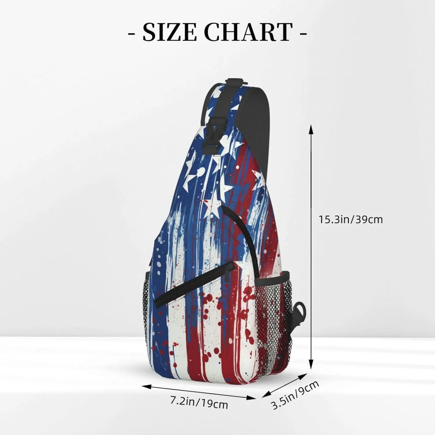 Sling Bag for Men Women Crossbody Backpack Red white and blue stripes and stars Crossbody Bag Chest Bag for Travel Sport