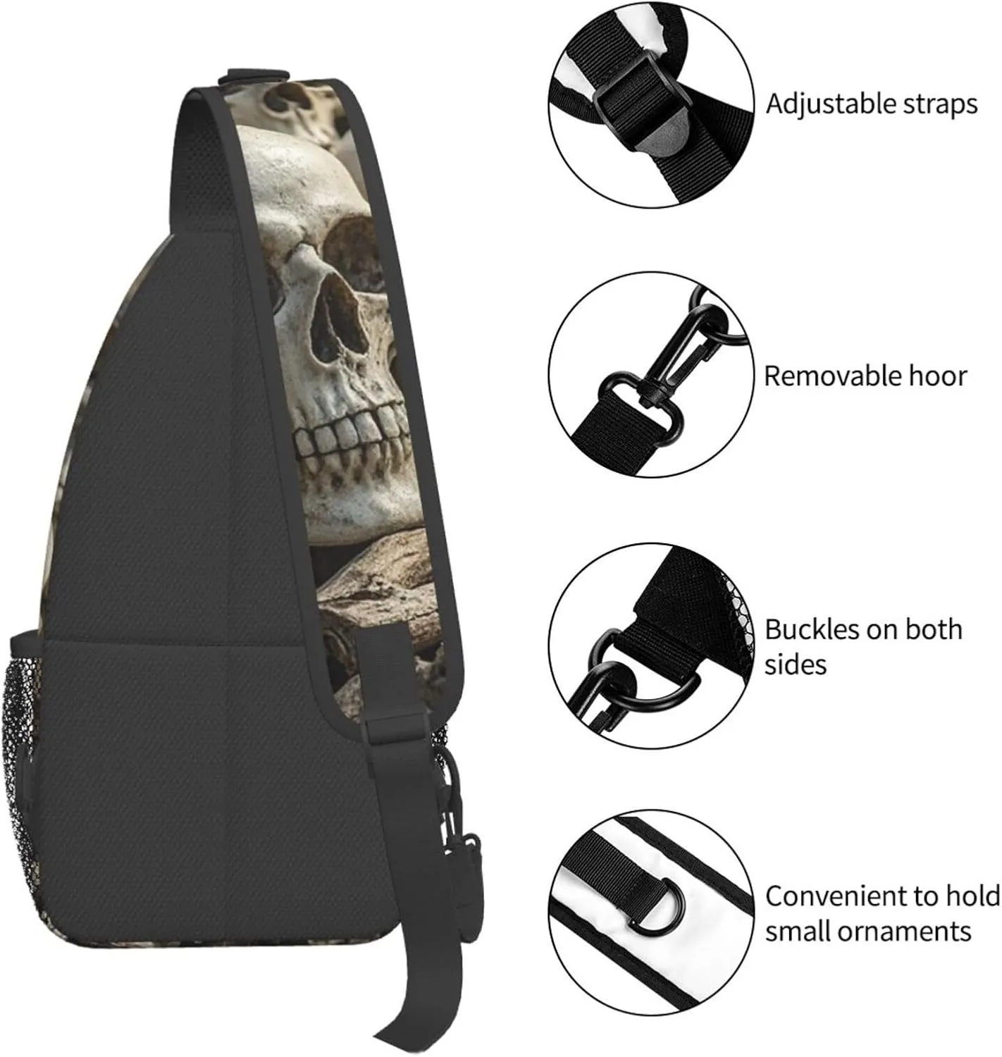 Sling Bag for Men Women Crossbody Backpack Skulls Crossbody Bag Chest Bag for Travel Sport