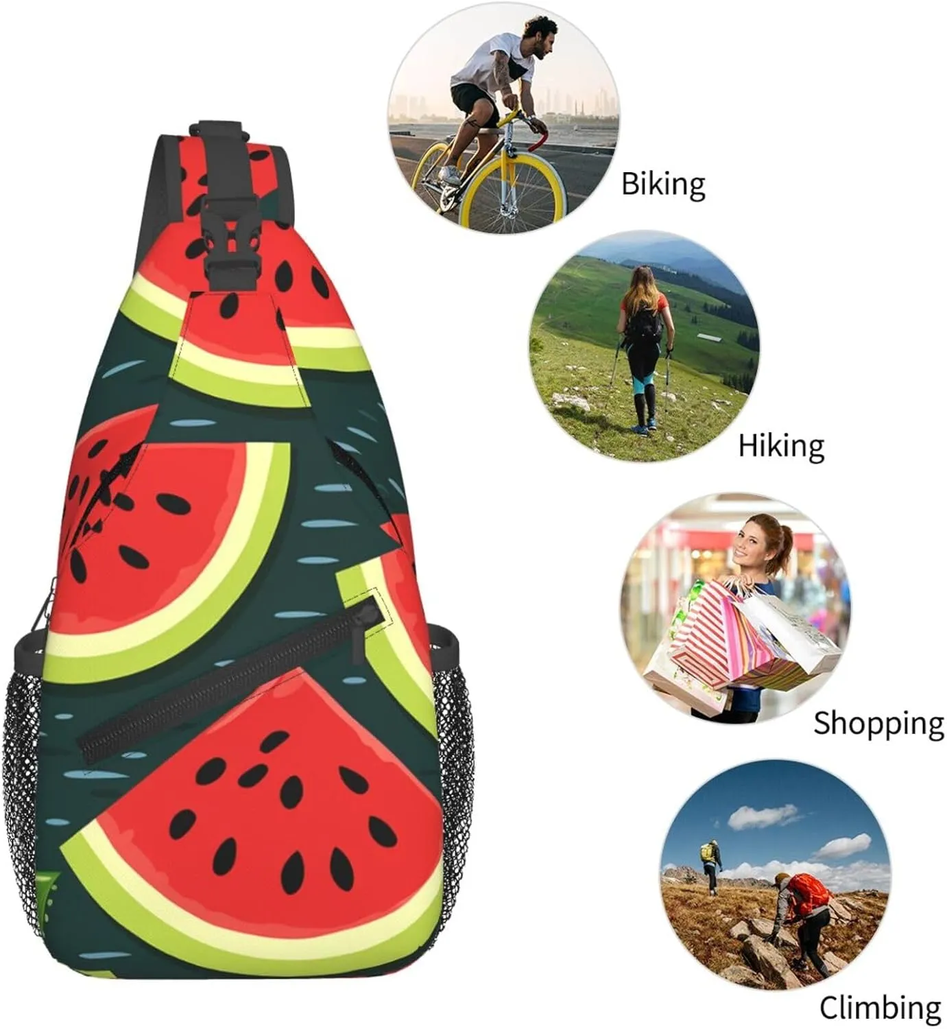 Sling Bag for Men Women Crossbody Backpack Watermelon slices Crossbody Bag Chest Bag for Travel Sport