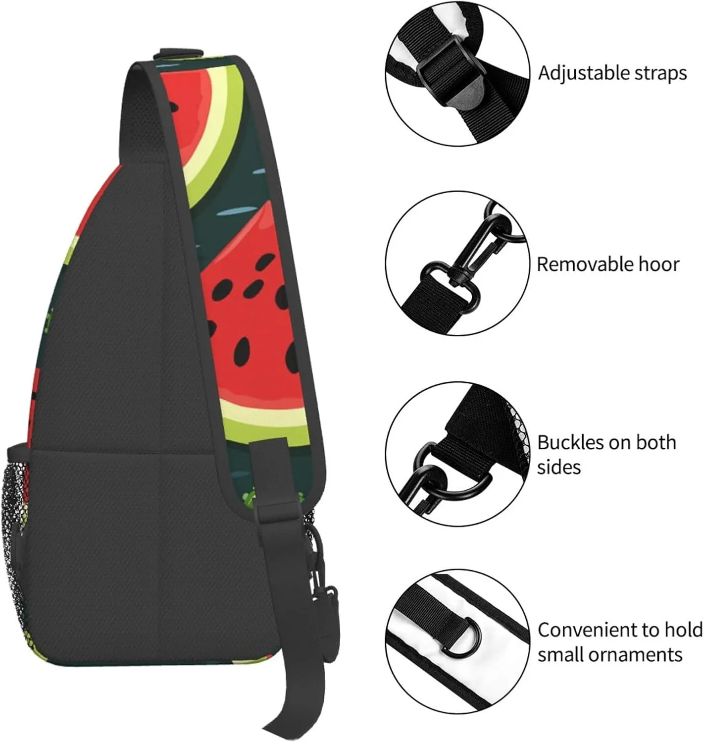 Sling Bag for Men Women Crossbody Backpack Watermelon slices Crossbody Bag Chest Bag for Travel Sport