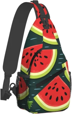 Sling Bag for Men Women Crossbody Backpack Watermelon slices Crossbody Bag Chest Bag for Travel Sport