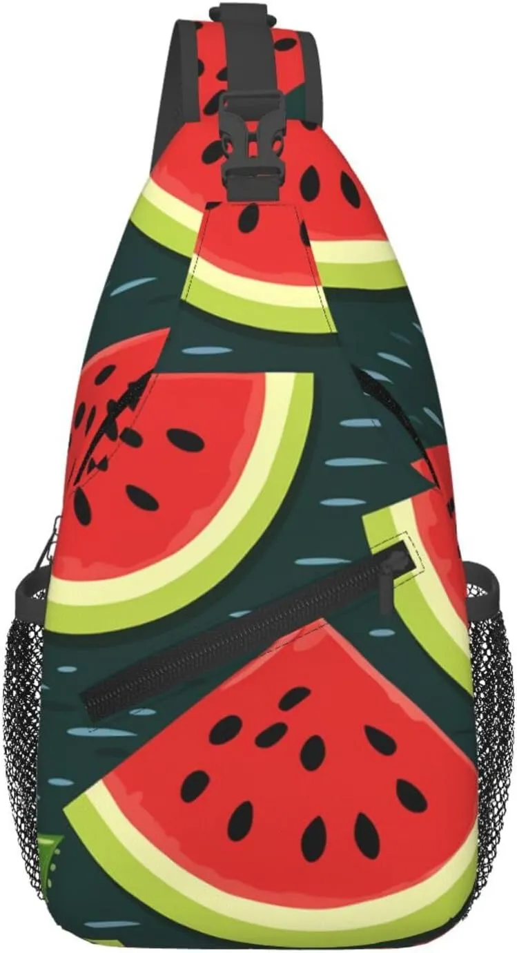 Sling Bag for Men Women Crossbody Backpack Watermelon slices Crossbody Bag Chest Bag for Travel Sport