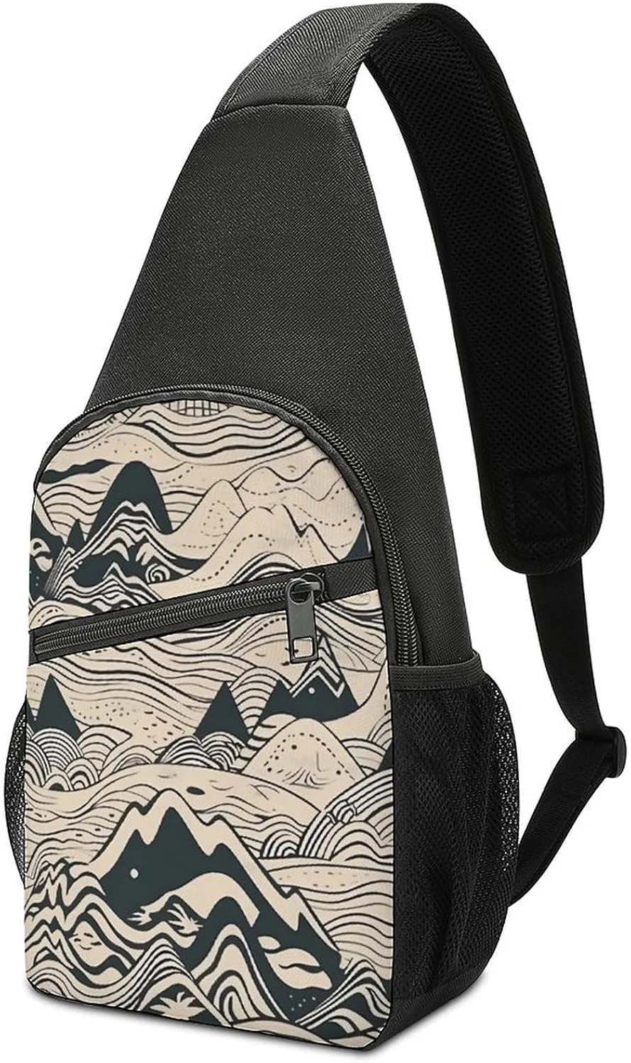 Sling Bag for Women Men Crossbody Bag Small Sling Backpack Iceberg Style Pattern Chest Bag Hiking Daypack