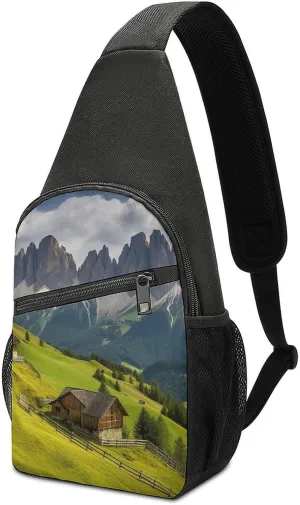 Sling Bag for Women Men Crossbody Bag Small Sling Backpack Surrounded by Mountains Chest Bag Hiking Daypack