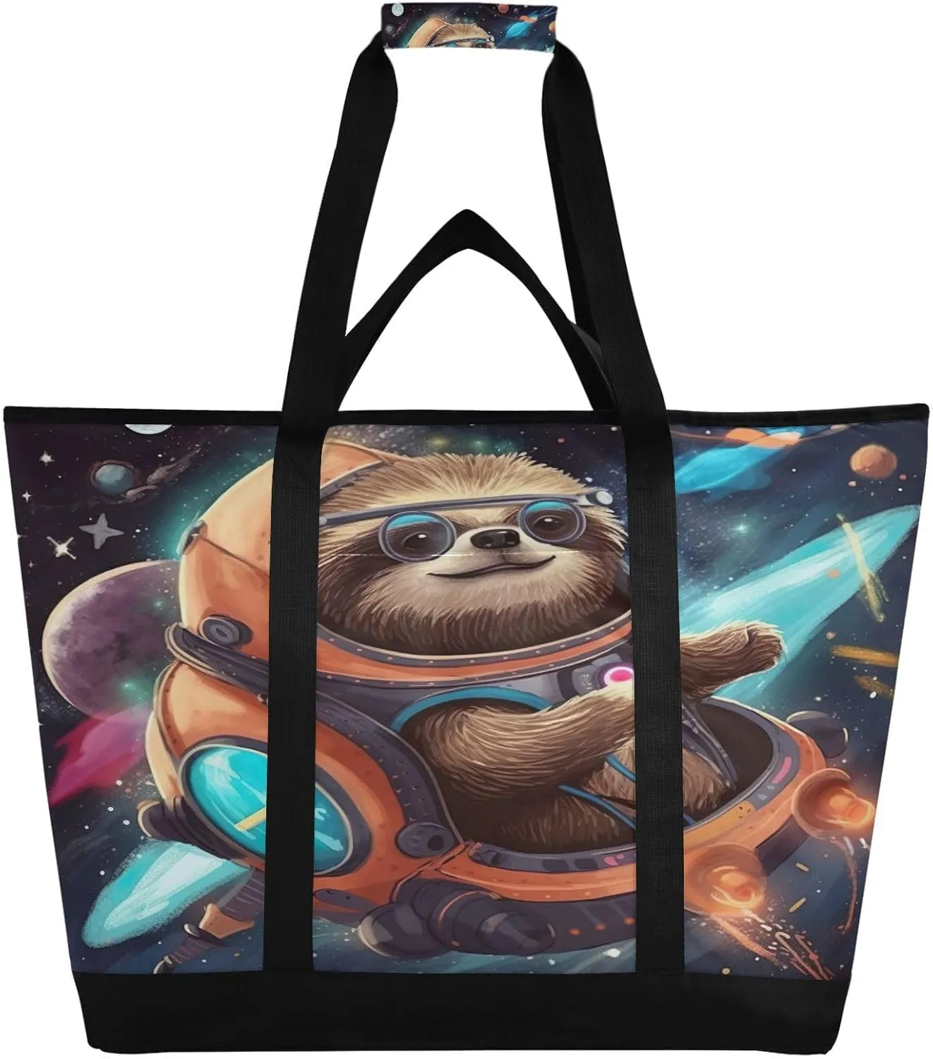 Sloth Reusable Insulated Lunchbox Cooler Bag, Leakproof Kitchen Grocery Bag Collapsible Portable Cooler Tote Bag for Picnic, Camping, Office, Travel