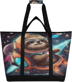 Sloth Reusable Insulated Lunchbox Cooler Bag, Leakproof Kitchen Grocery Bag Collapsible Portable Cooler Tote Bag for Picnic, Camping, Office, Travel