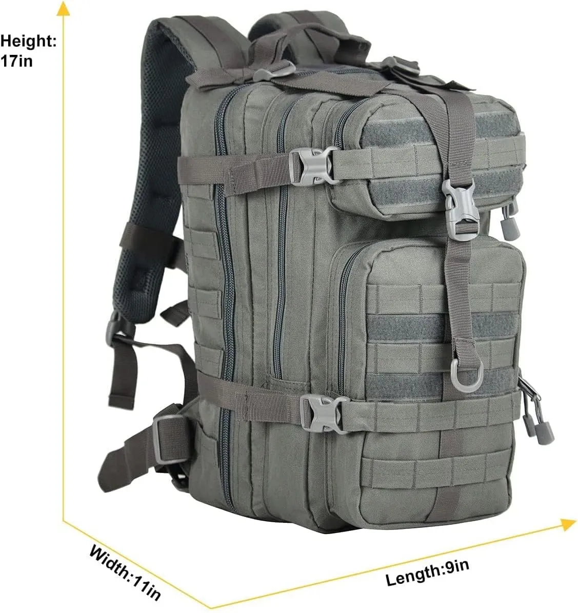 Small 30L Assault Backpack Military Tactical Backpack Tactical Bag for Outdoor Hiking Camping Travel Army Hunting Rucksack (Grey)