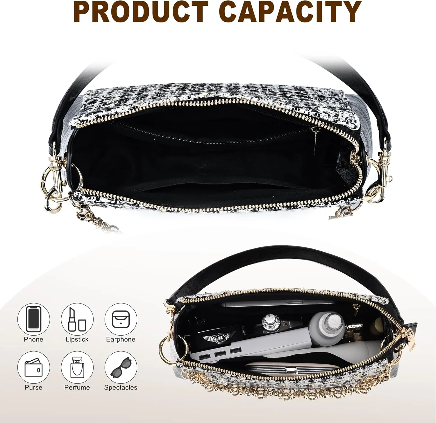Small Shoulder Bag for Women Y2K Purse Designer Trendy Satchel Handbag Hobo Studded Bag