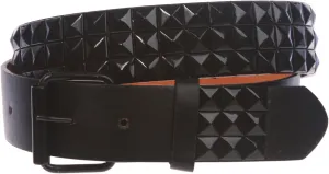 Snap On Punk Rock Star Pyramid Studded Checker Board Leather Belt