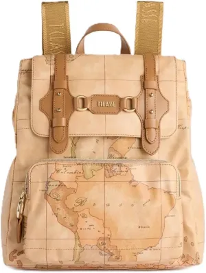 Soft Fusion Backpack with Geographic Print, 26 x 32 x 12 cm, Tobacco, Tobacco