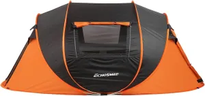 Spacious and Quick-Setup Camping Tent for 5-8 People, Waterproof, with Enhanced Ventilation, Black   Orange