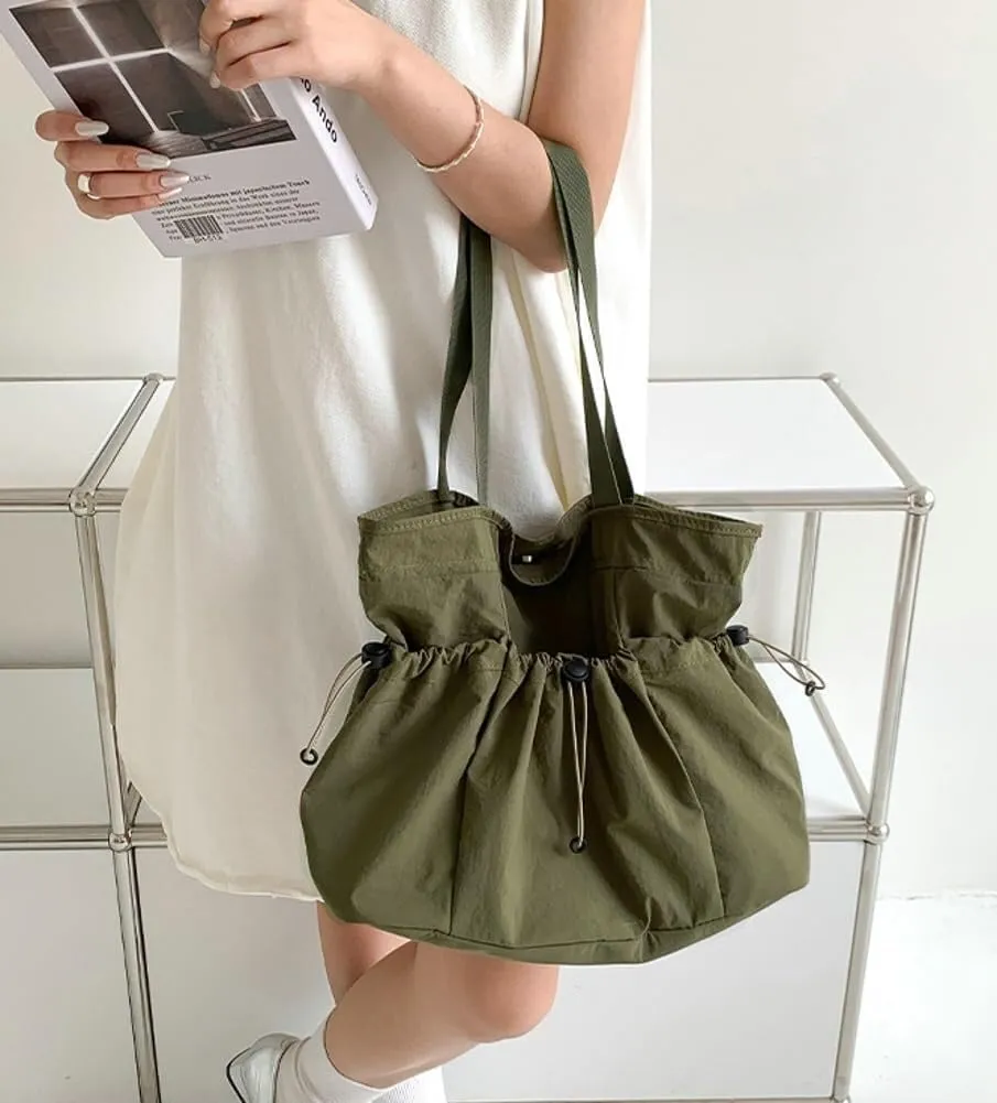Spacious Travel Companion Women’s Nylon Shoulder Tote with Smart Features