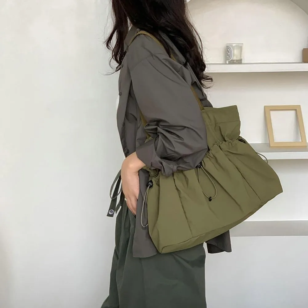 Spacious Travel Companion Women’s Nylon Shoulder Tote with Smart Features