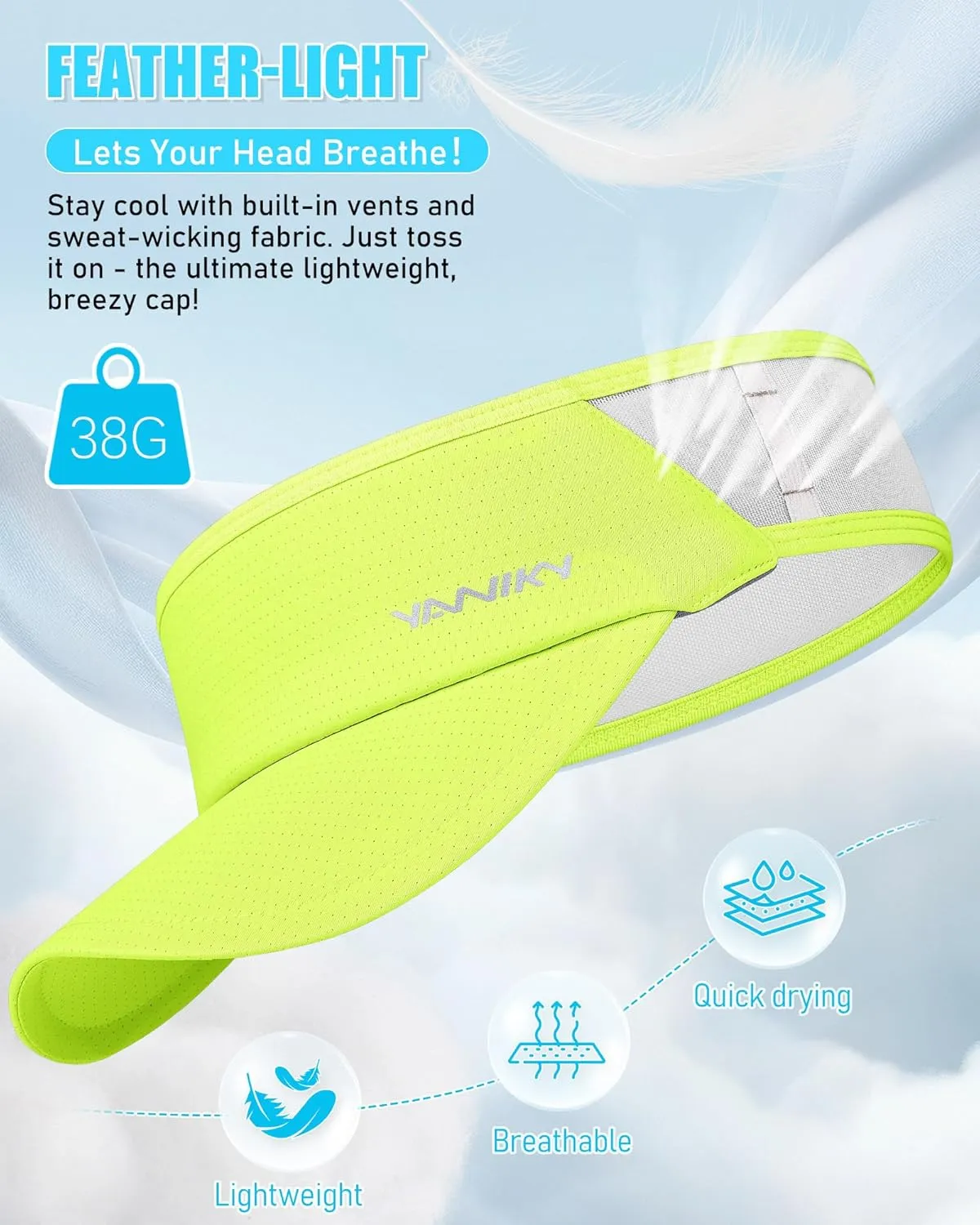 Sports Sun Visor Hats for Women Men Lightweight Breathable Cooling Stretchy Visors Foldable UPF 50  for Running Tennis Golf