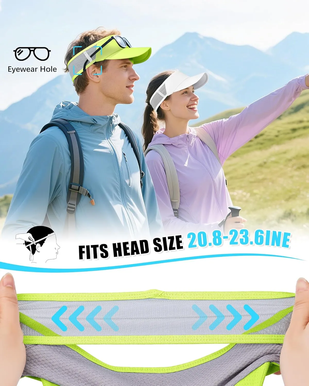 Sports Sun Visor Hats for Women Men Lightweight Breathable Cooling Stretchy Visors Foldable UPF 50  for Running Tennis Golf