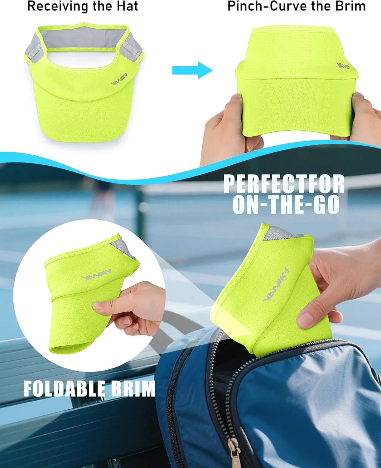 Sports Sun Visor Hats for Women Men Lightweight Breathable Cooling Stretchy Visors Foldable UPF 50  for Running Tennis Golf