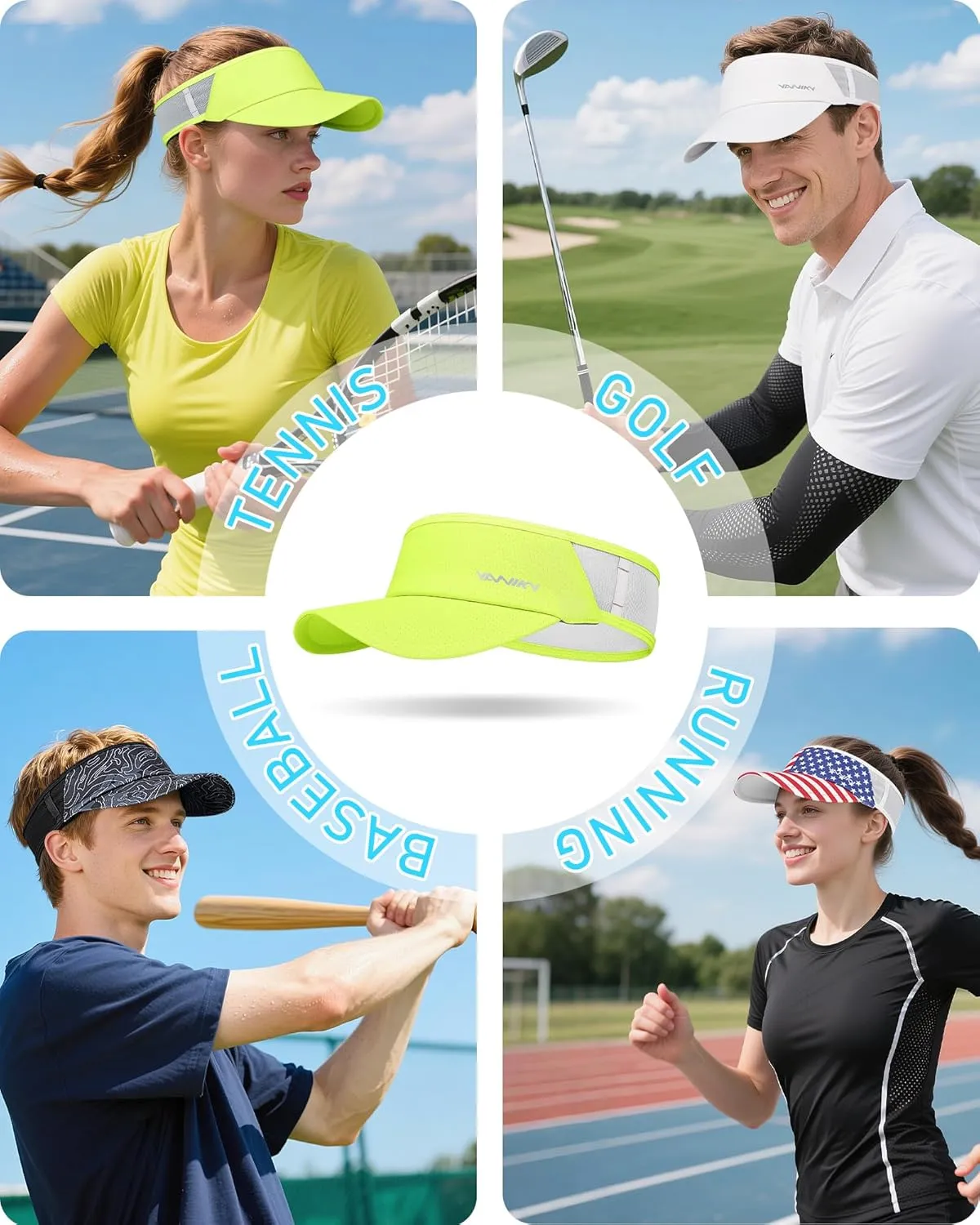 Sports Sun Visor Hats for Women Men Lightweight Breathable Cooling Stretchy Visors Foldable UPF 50  for Running Tennis Golf