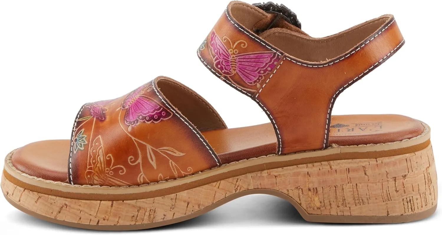 Spring Step L'Artiste Women's KENNA Hand-Painted Leather Sandals with Crystal Buckle