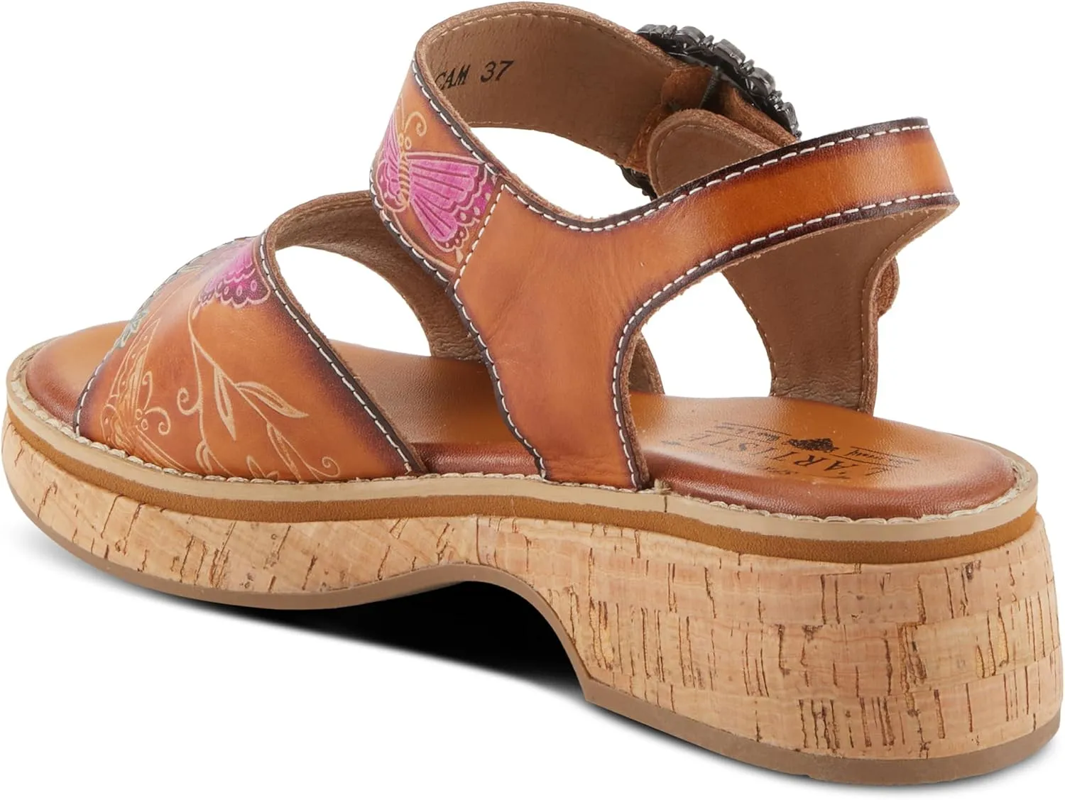 Spring Step L'Artiste Women's KENNA Hand-Painted Leather Sandals with Crystal Buckle