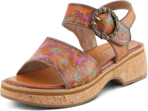 Spring Step L'Artiste Women's KENNA Hand-Painted Leather Sandals with Crystal Buckle