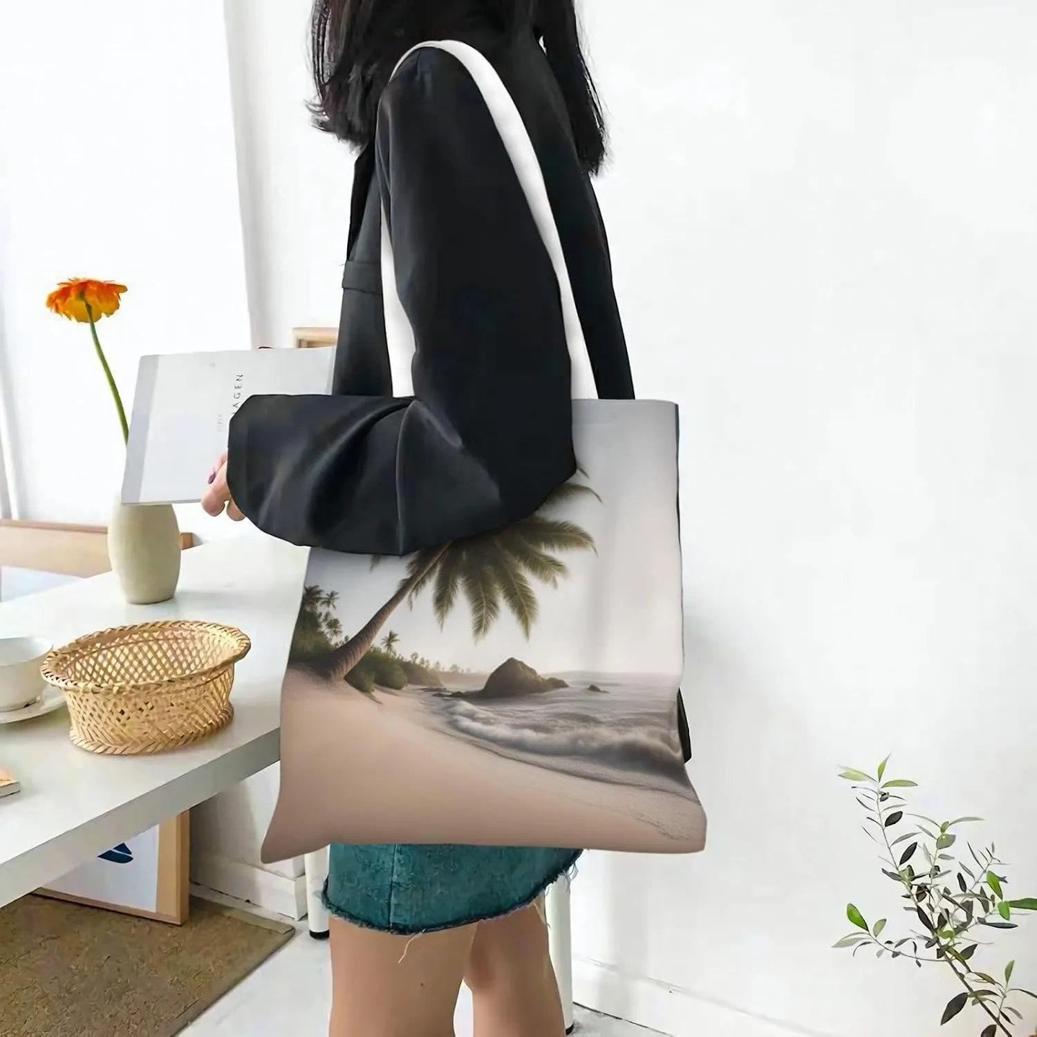 SSIMOO Two Horses Fashion Canvas Tote Bag-Personalized Handbag,Multifunctional Bag,Elegant And Minimalist